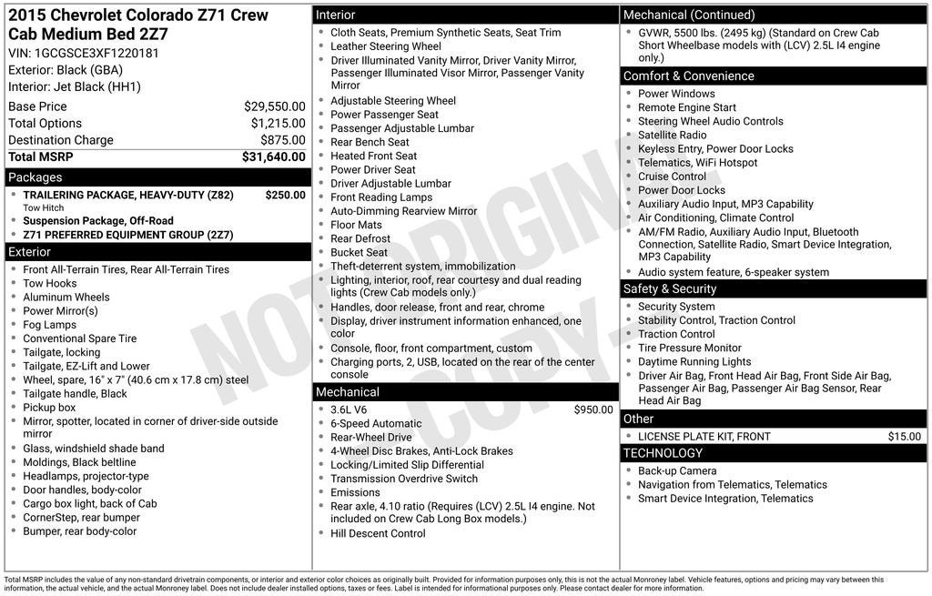 2015 Chevrolet Colorado 2WD Z71