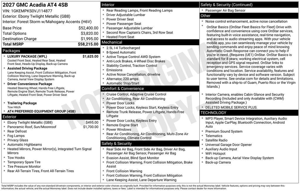 2027 GMC Acadia AT4
