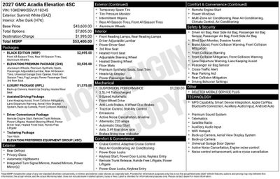 2027 GMC Acadia Elevation