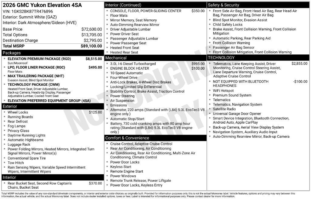 2026 GMC Yukon Elevation Huntsville AL | Bentley Buick GMC ...