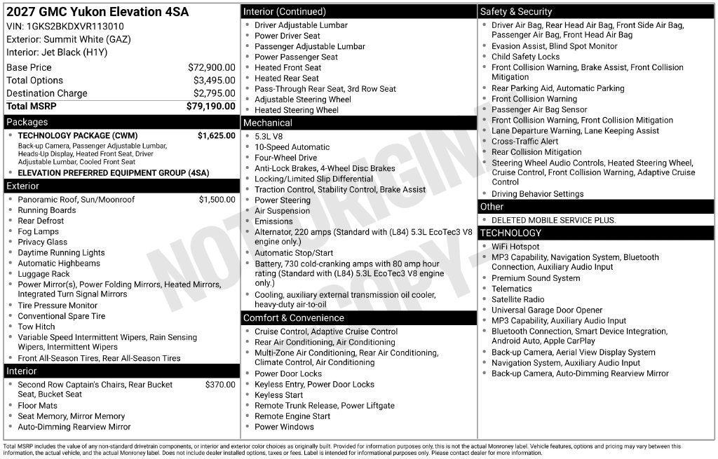 2027 GMC Yukon Elevation