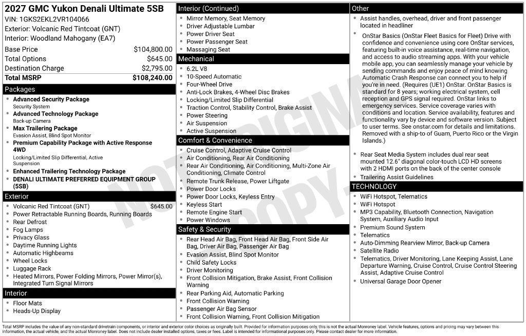 2027 GMC Yukon Denali Ultimate