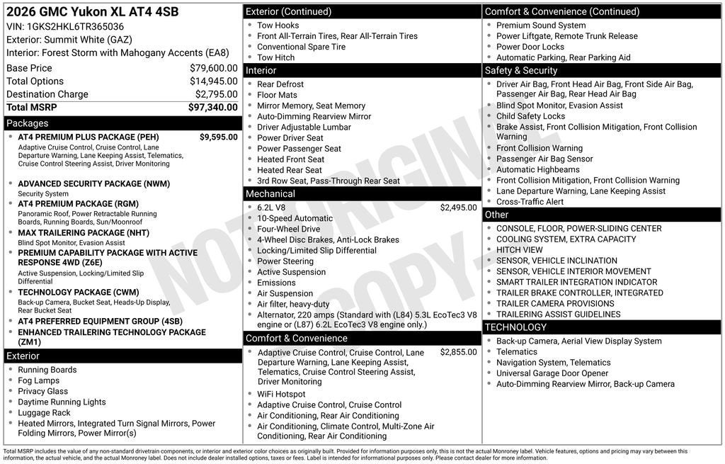 2026 GMC Yukon XL AT4