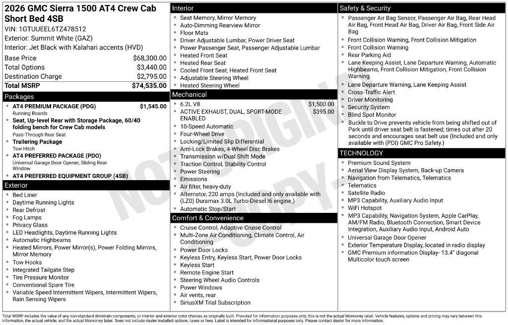 2026 GMC Sierra 1500 AT4