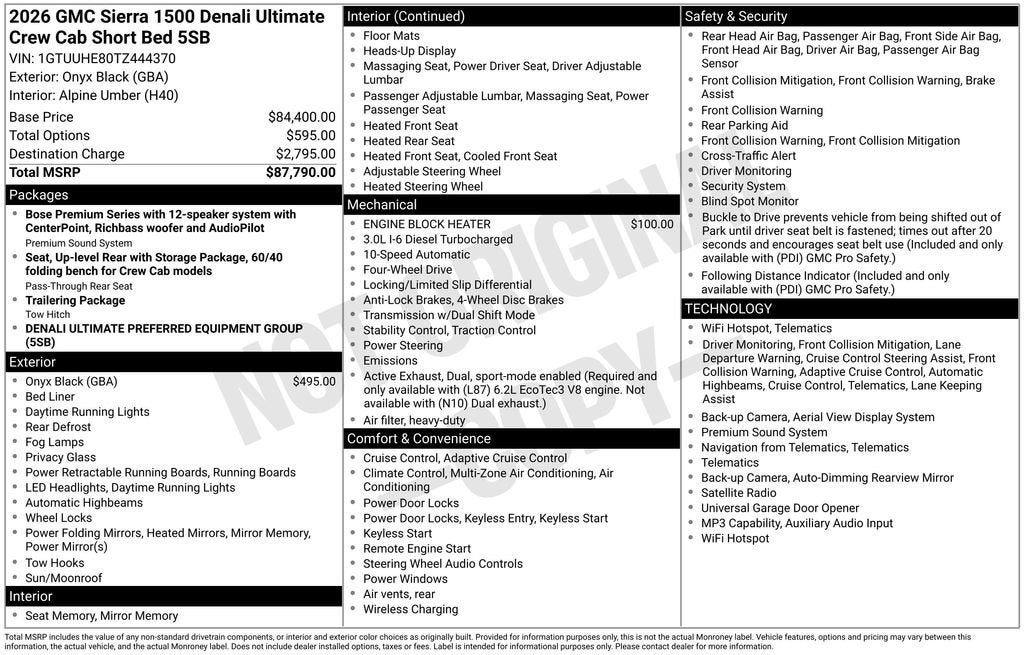 2026 GMC Sierra 1500 Denali Ultimate