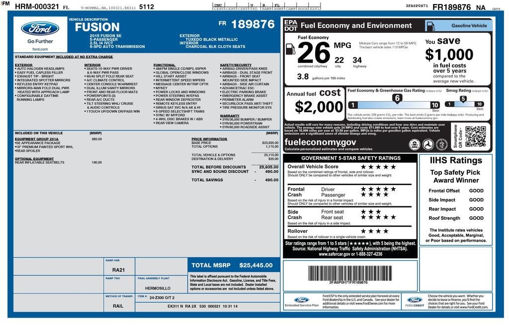 2015 Ford Fusion SE