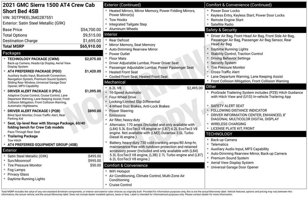2021 GMC Sierra 1500 AT4