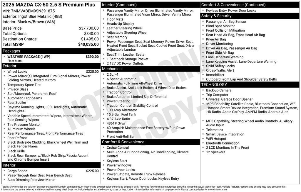 2025 Mazda Mazda CX-50 2.5 S Premium Plus Package