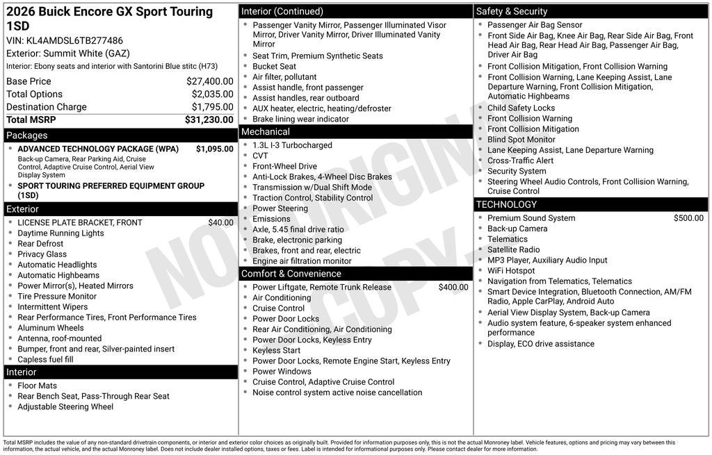 2026 Buick Encore GX Sport Touring