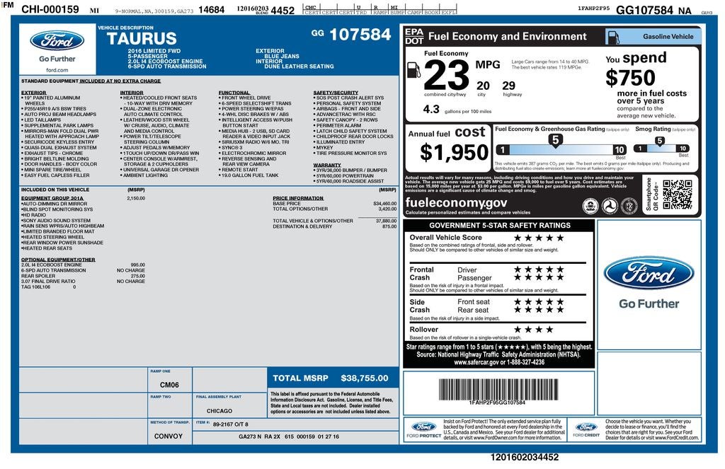 2016 Ford Taurus Limited