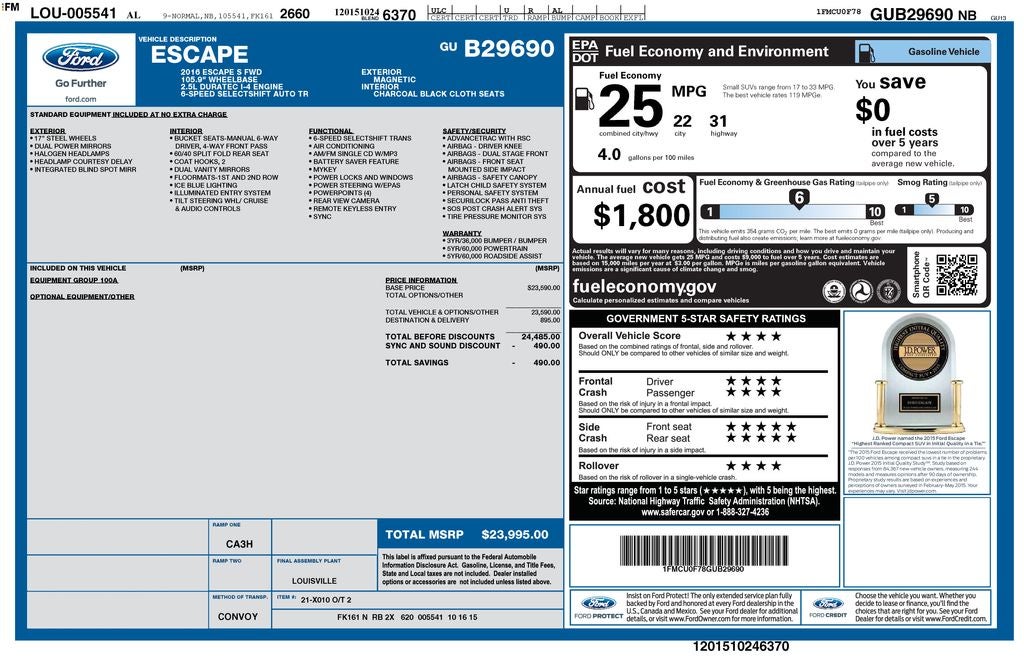 2016 Ford Escape S