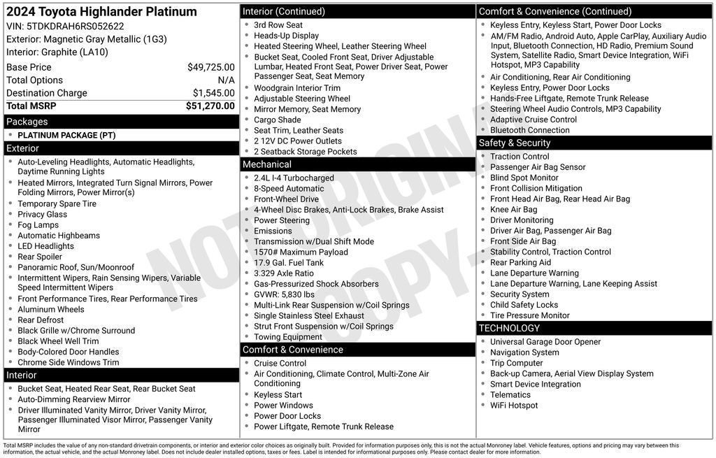 2024 Toyota Highlander Platinum